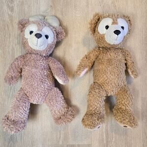 Disney Parks Duffy & ShellieMay Teddy Bears Plush Pair 17” Brown Tan